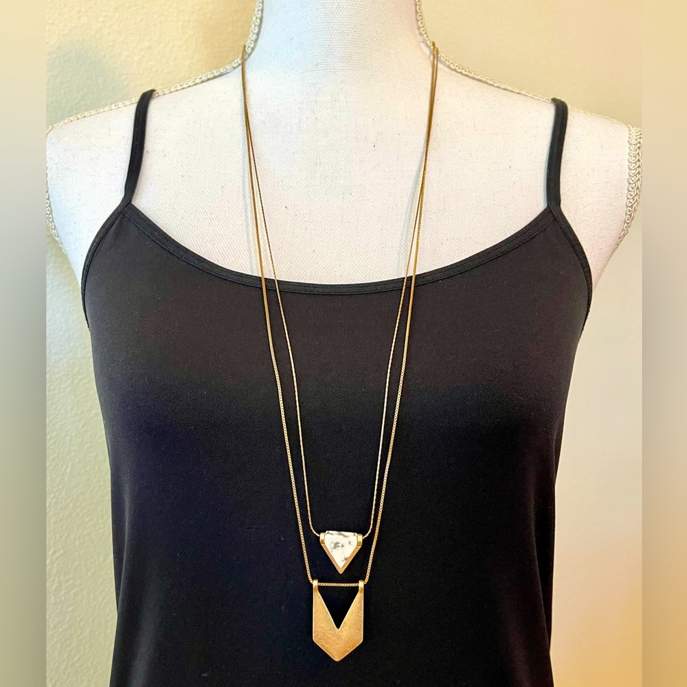 Gold Arrow Long Pendant Necklace | Minimalist Geometric Layering Jewelry